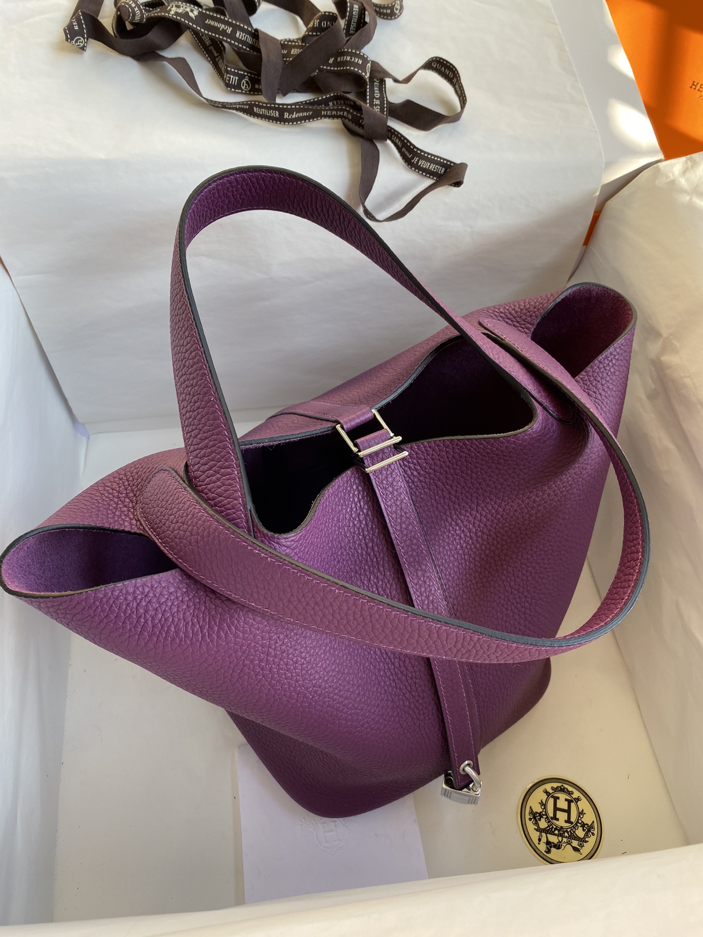 Hermes Picotin Lock 22 Bag In Purple Clemence Leather